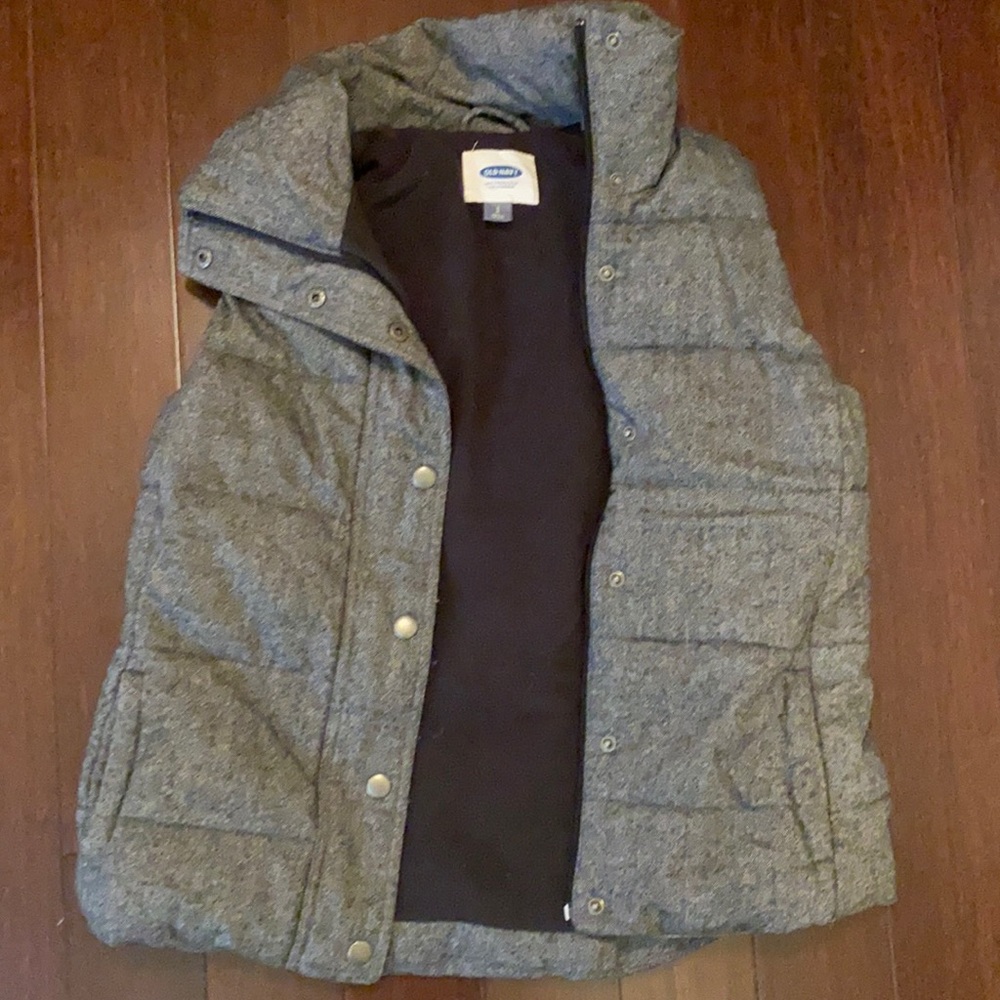 Old Navy Gray Wool Puffer Vest